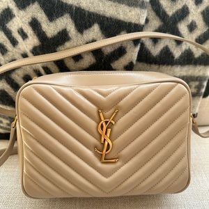 $1690 Auth Saint Laurent Lou Camera Bag in Dark Beige